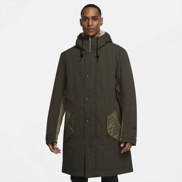 $600 Nike Therma-Fit Parka Coat Green Jacket DD6775-355 Reversible Mens Large - Picture 2 of 12